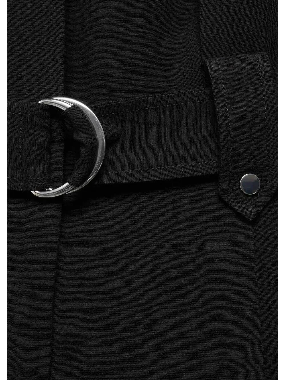 Mango Linen Blend Jumpsuit With Belt Clip and Shoulder Pad NWT Matty Black Large
